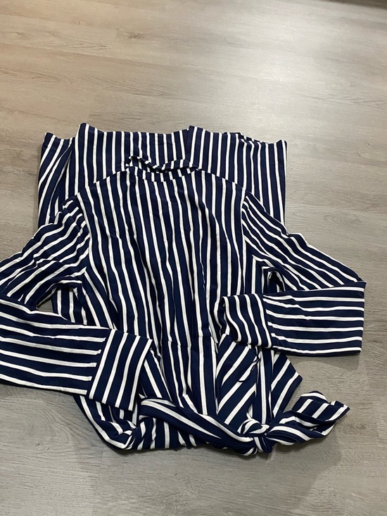 Boden Marcia Jersey Shirt Dress Midi Navy White stripes 6 Petite - Picture 3 of 6